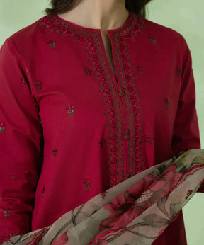 SAPPHIRE - 3PC LAWN EMBROIDERED SHIRT WITH PRINT ORGANZA DUPPATA-PFS-507