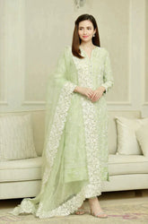 BAREEZE - 3PC LAWN EMBROIDERED SHIRT WITH ORGANZA EMBROIDERED DUPATTA-PFS-506