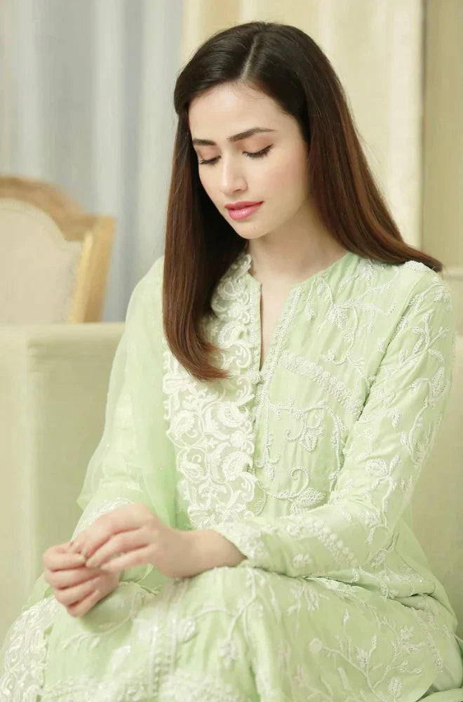 BAREEZE - 3PC LAWN EMBROIDERED SHIRT WITH ORGANZA EMBROIDERED DUPATTA-PFS-506