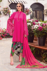 MARIA B - 3PC LAWN EMBROIDERED SHIRT WITH PRINTED DUPATTA AND TROUSER-PFS-502