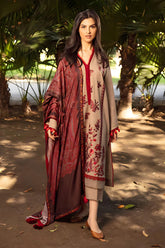 ZAINAB CHOTTANI - 3PC LAWN EMBROIDERED SHIRT WITH COTTON SILK PRINT AND TROUSER -PFS-519