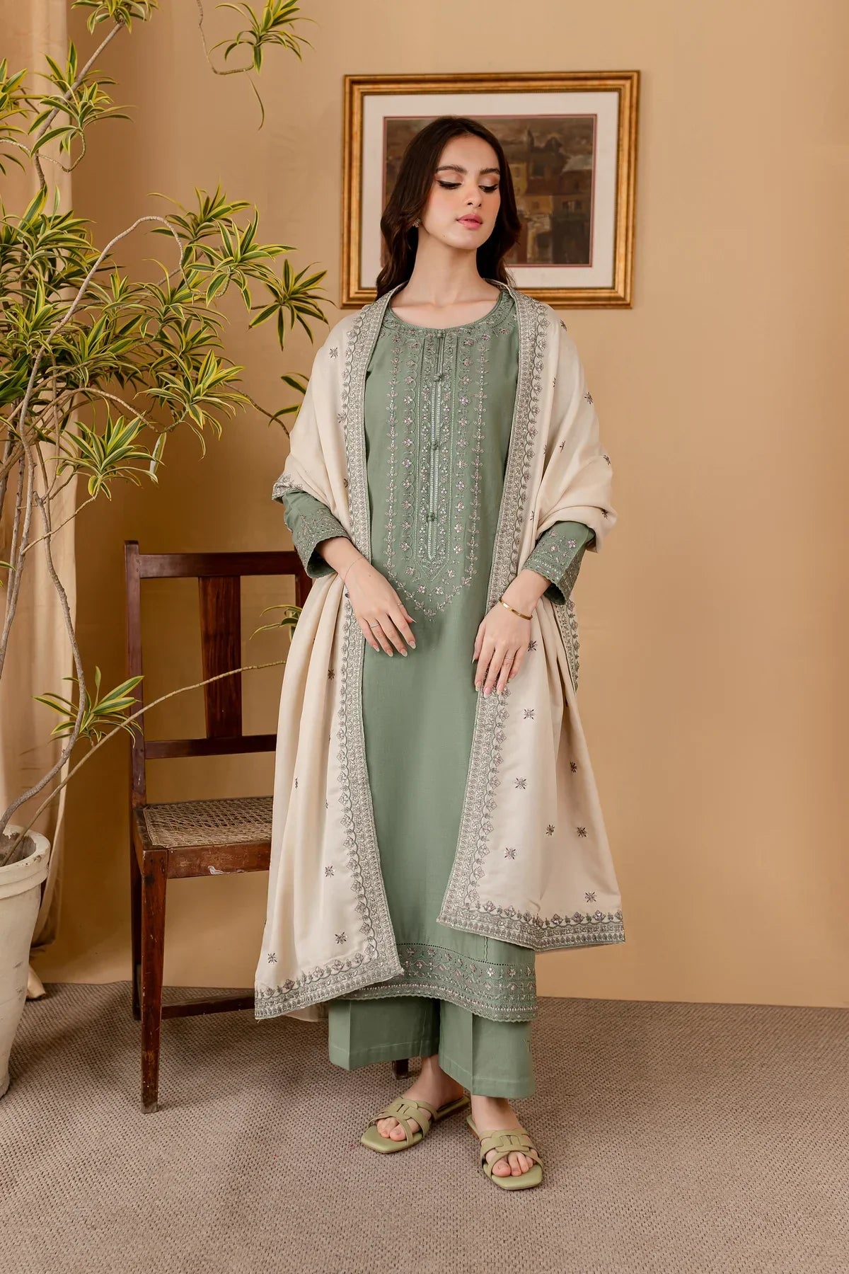 BATIK - 3PC LAWN EMBROIDERED SHIRT WITH LAWN EMBROIDERED DUPATTA AND TROUSER -PFS-542