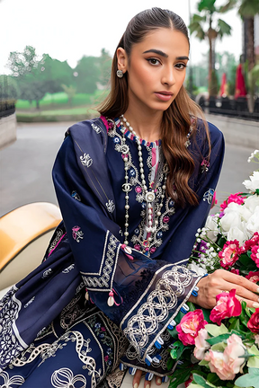 CRIMSON - 3PC LAWN EMBROIDERED SHIRT WITH PRINTED DUPATTA AND TROUSER - PFS-537