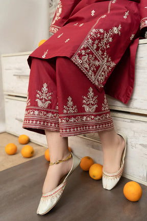 URGE - 3PC LAWN EMBROIDERED SHIRT WITH DIAMOND PRINTED DUPATTA AND EMB TROUSER-PFS-560