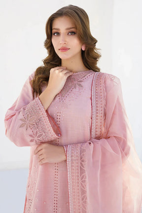 JAZMIN - 3PC LAWN EMBROIDERED SHIRT WITH ORGANZA EMBROIDERED DUPATTA AND TROUSER -PFS-559