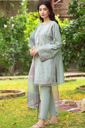 JAZMIN - 3PC LAWN EMBROIDERED SHIRT AND ORGANZA PRINTED DUPATTA WITH TROUSER -PFS-543