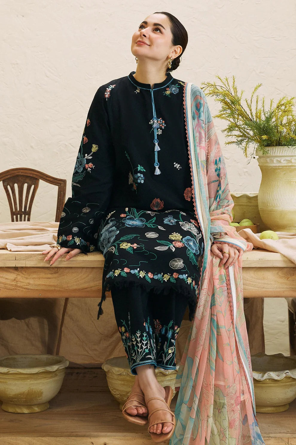 COCO BY ZARA SHAH JAHAN - 3PC LAWN EMBROIDERED SHIRT WITH PRINTED DUPATTA AND TROUSER -PFS-547