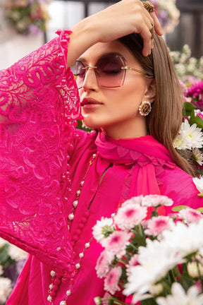 MARIA B - 3PC LAWN EMBROIDERED SHIRT WITH PRINTED DUPATTA AND TROUSER-PFS-502