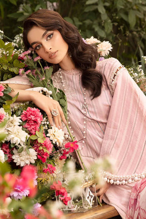 MARIA B - 3PC LAWN PRINT EMBROIDRED SHIRT WITH CHIFFON PRINTED DUPATTA-PFS-509