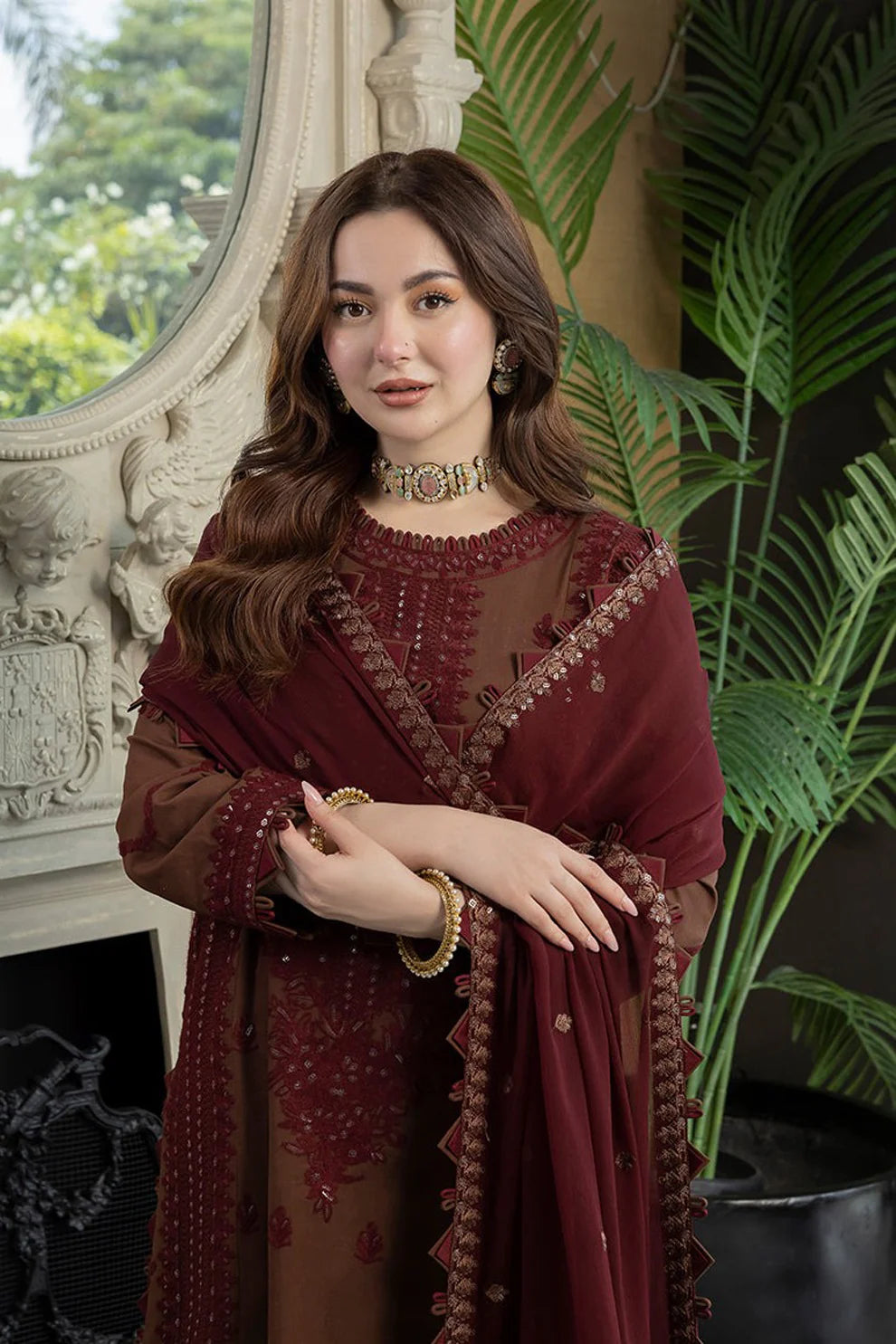 ASIM JOFA- 3PC LAWN EMBROIDERED SHIRT WITH BAMBER CHIFFON EMBROIDERED DUPATTA -PFS-556