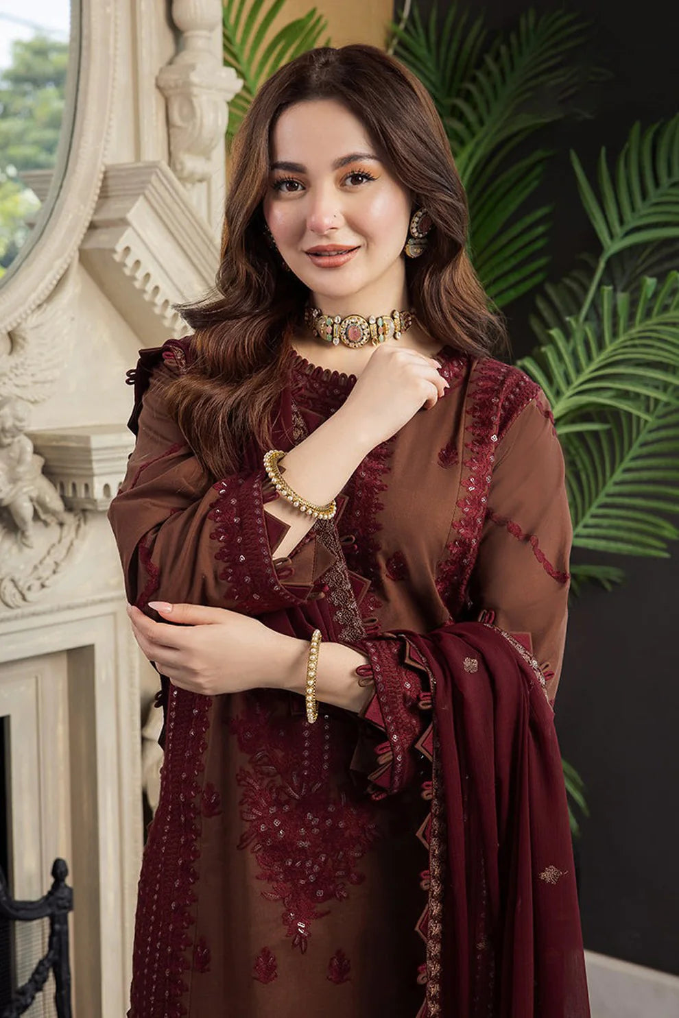 ASIM JOFA- 3PC LAWN EMBROIDERED SHIRT WITH BAMBER CHIFFON EMBROIDERED DUPATTA -PFS-556